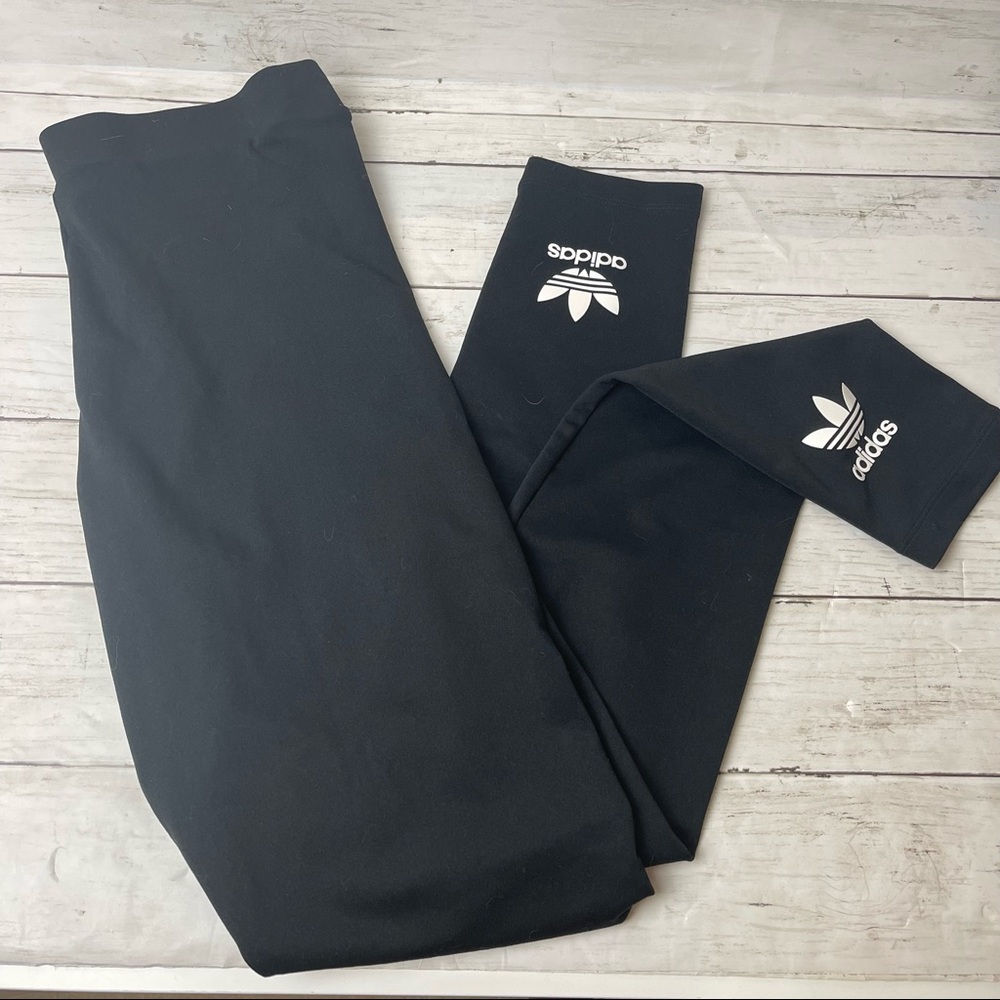 Adidas | Black Logo Ankle Athletic Leggings Size Large